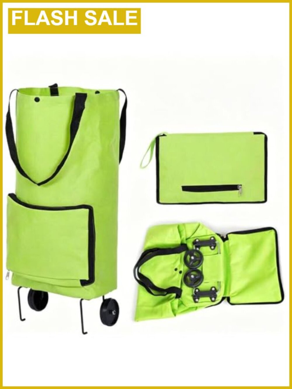 2-in-1 Foldable Shopping Cart Oxford Fabric Rolling Tote